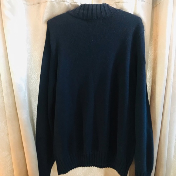 Karen Scott Navy Blue Sweater With Gold Zipper Size Large - Picture 2 of 4